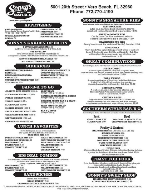 sonny's menu with prices|sonnys bbq take out menu.